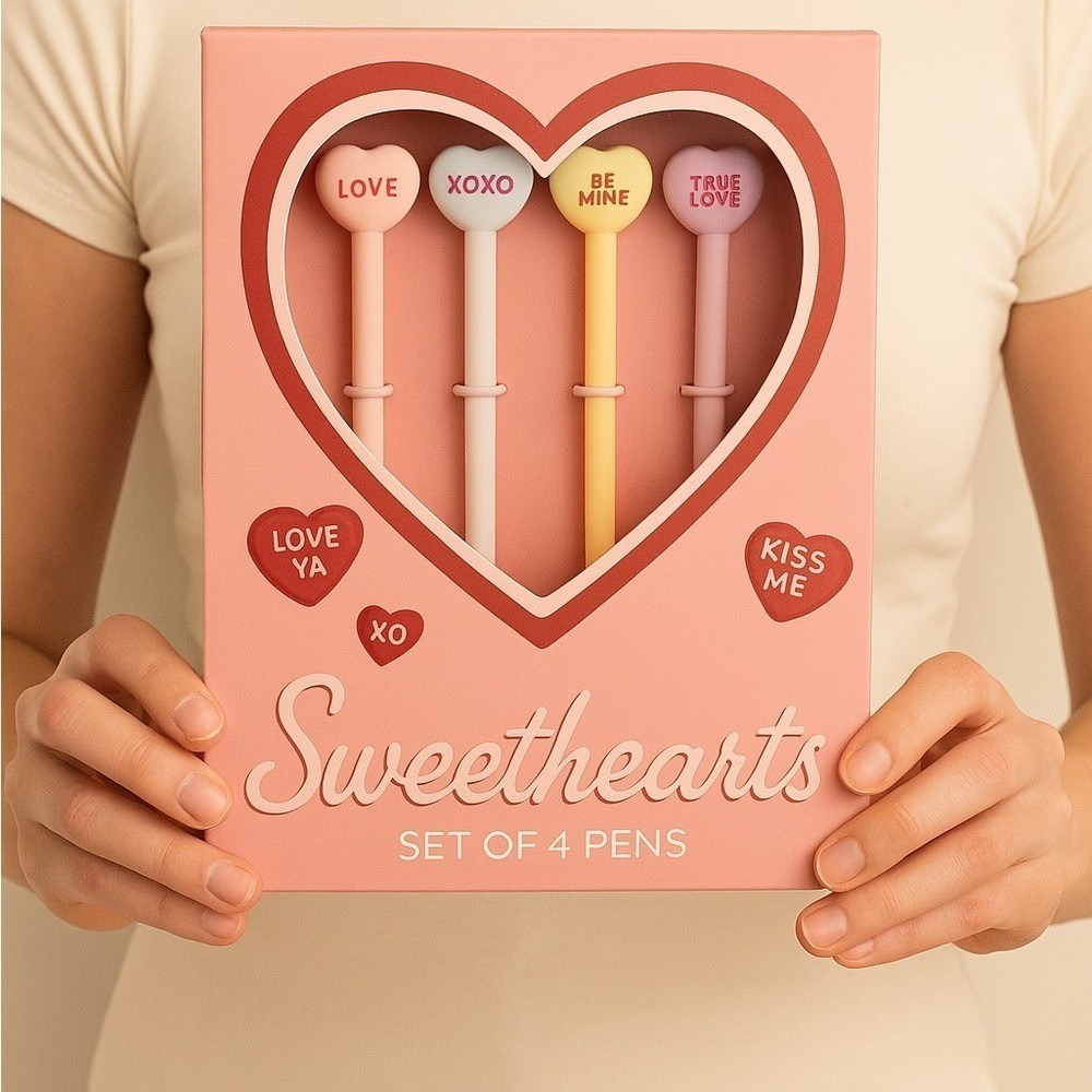 Sweethearts Love Pen‎ Set - Pink, Yellow, Purple & Blue